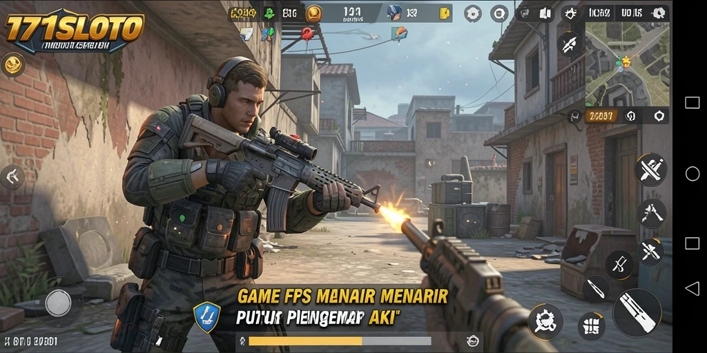 Tampilan utama gameplay <strong>171SLOT</strong> yang seru dan mendebarkan di medan perang FPS.