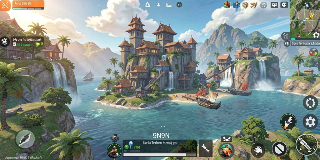 Tampilan gameplay 9N9N yang memukau dalam dunia terbuka.
