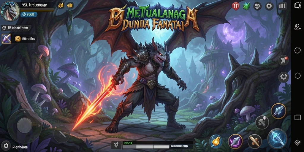 Screenshot dari gameplay 9SL, menampilkan lingkungan petualangan yang kaya.