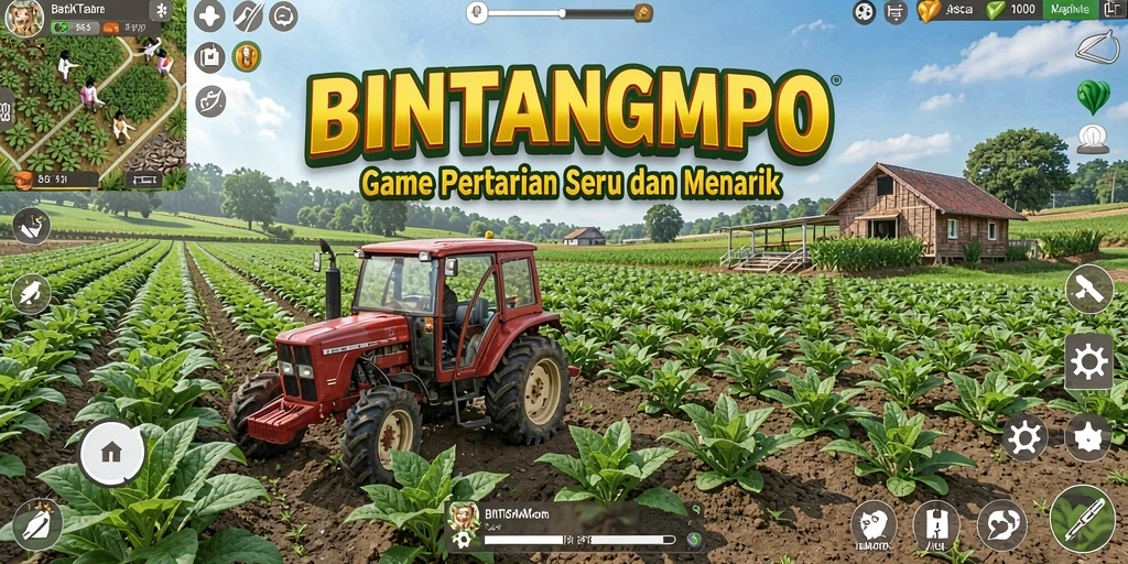 Screenshot gameplay dari BINTANGMPO menampilkan petualangan bertani yang seru.