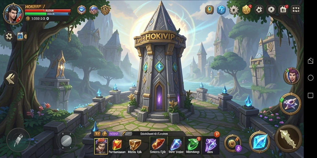Tampilan menara dan musuh dalam HOKIVIP saat gameplay Tower Defense.