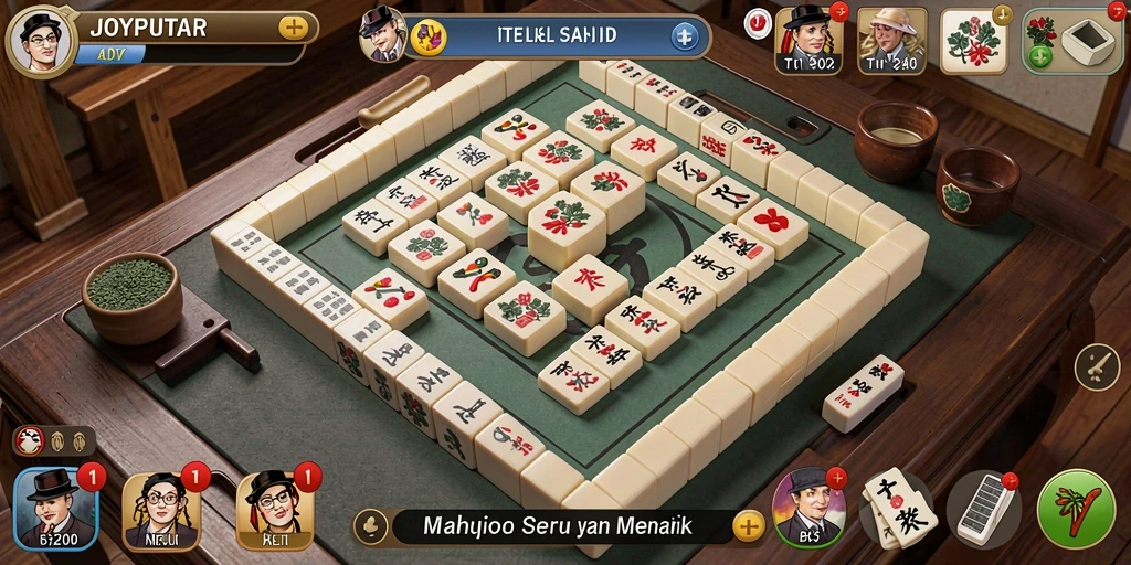 Tampilan menarik gameplay Mahjong di JOYPUTAR dengan desain grafis yang memukau.