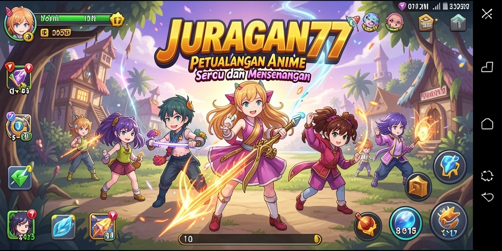 Tampilan gameplay menarik dari JURAGAN77 dengan karakter Anime asli.