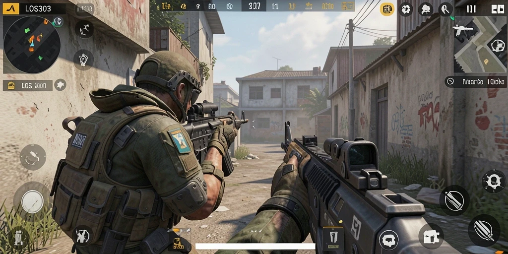 Tangkapan layar LOS303 menampilkan aksi intens dalam gameplay FPS.