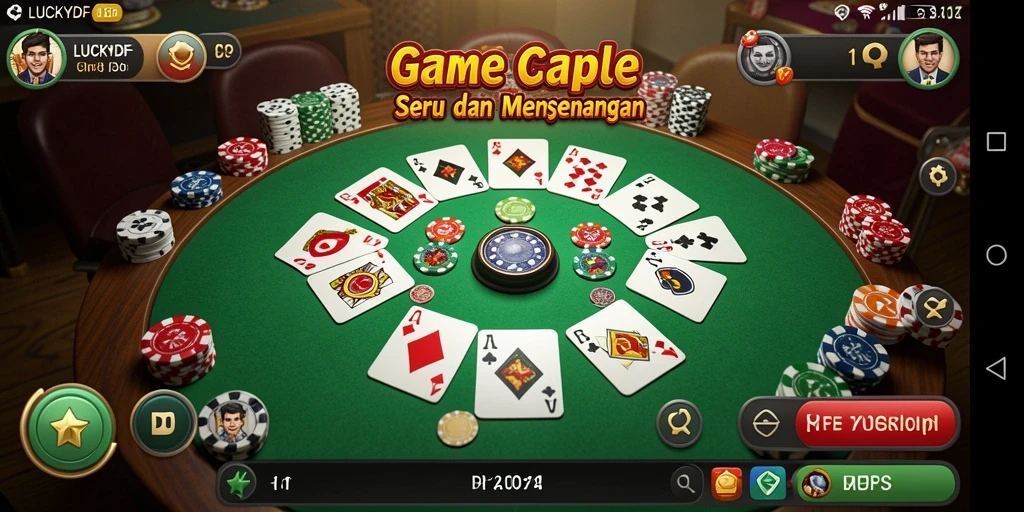 Tampilan gameplay LUCKYDF yang menarik dalam permainan Gaple.