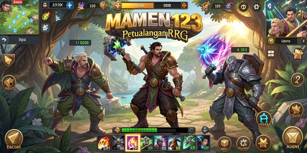 Tampilan menarik dari gameplay RPG MAMEN123 dengan karakter dan pertarungan yang dinamis.