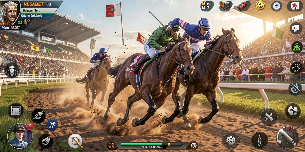 Tampilan gameplay balapan mendebarkan di NUSABET.