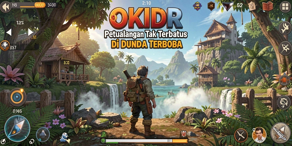 Screenshot gameplay OKIDR menampilkan suasana petualangan Open World yang mendebarkan.