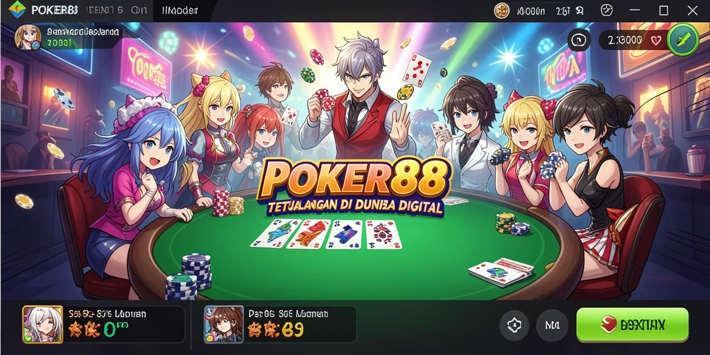 Screenshot menampilkan aksi mendebarkan dalam game Anime POKER88.