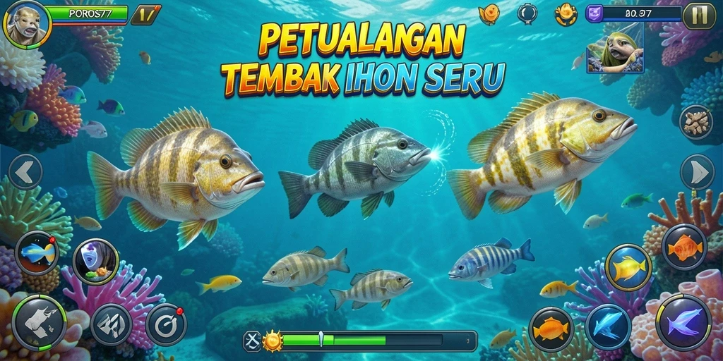 Tampilan seru gameplay Tembak Ikan yang menantang.