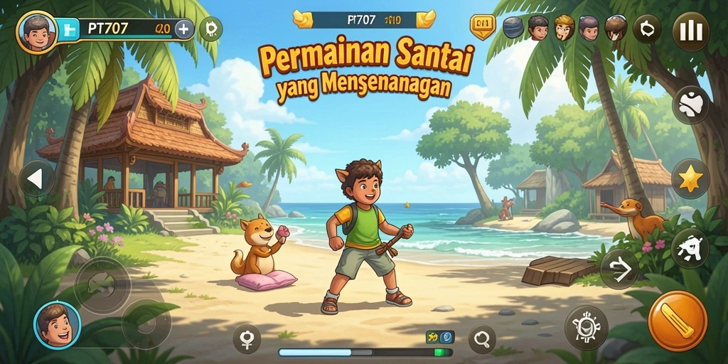 Tangkapan layar PT707 menampilkan gameplay yang seru dan warna-warni.
