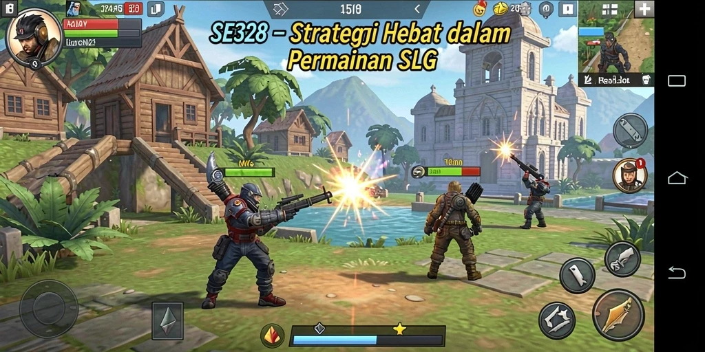 Screenshot gameplay SE328 menampilkan pertempuran strategi yang mendebarkan.