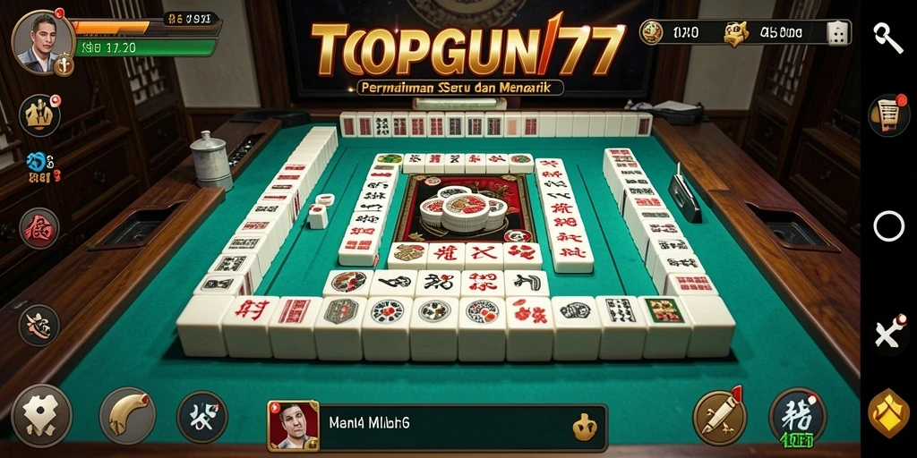 Tampilan screenshot utama dari gameplay Mahjong yang seru di TOPGUN77.