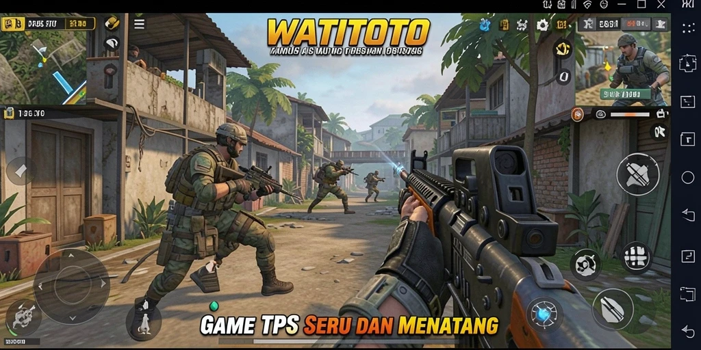Screenshot WATITOTO menampilkan aksi seru dalam permainan TPS.