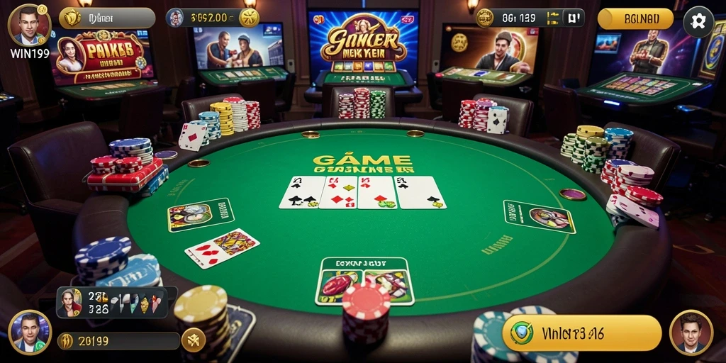 Tangkapan layar dari gameplay Poker yang mendebarkan di WIN199.