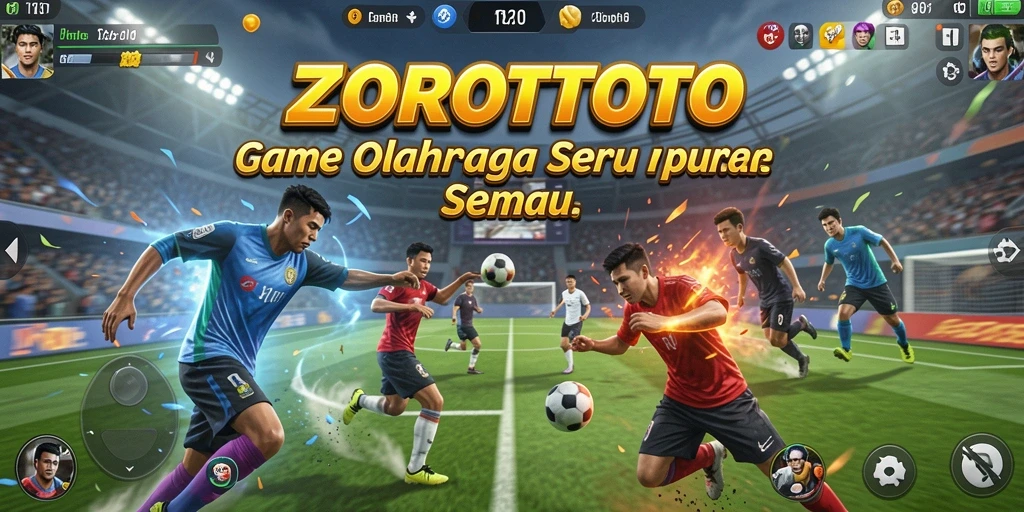 Screenshot gameplay ZOROTOTO yang menunjukkan aksi seru permainan olahraga.